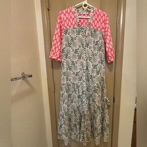 Zara Maxi Dress - Size S - Blue, Green, Pink Floral